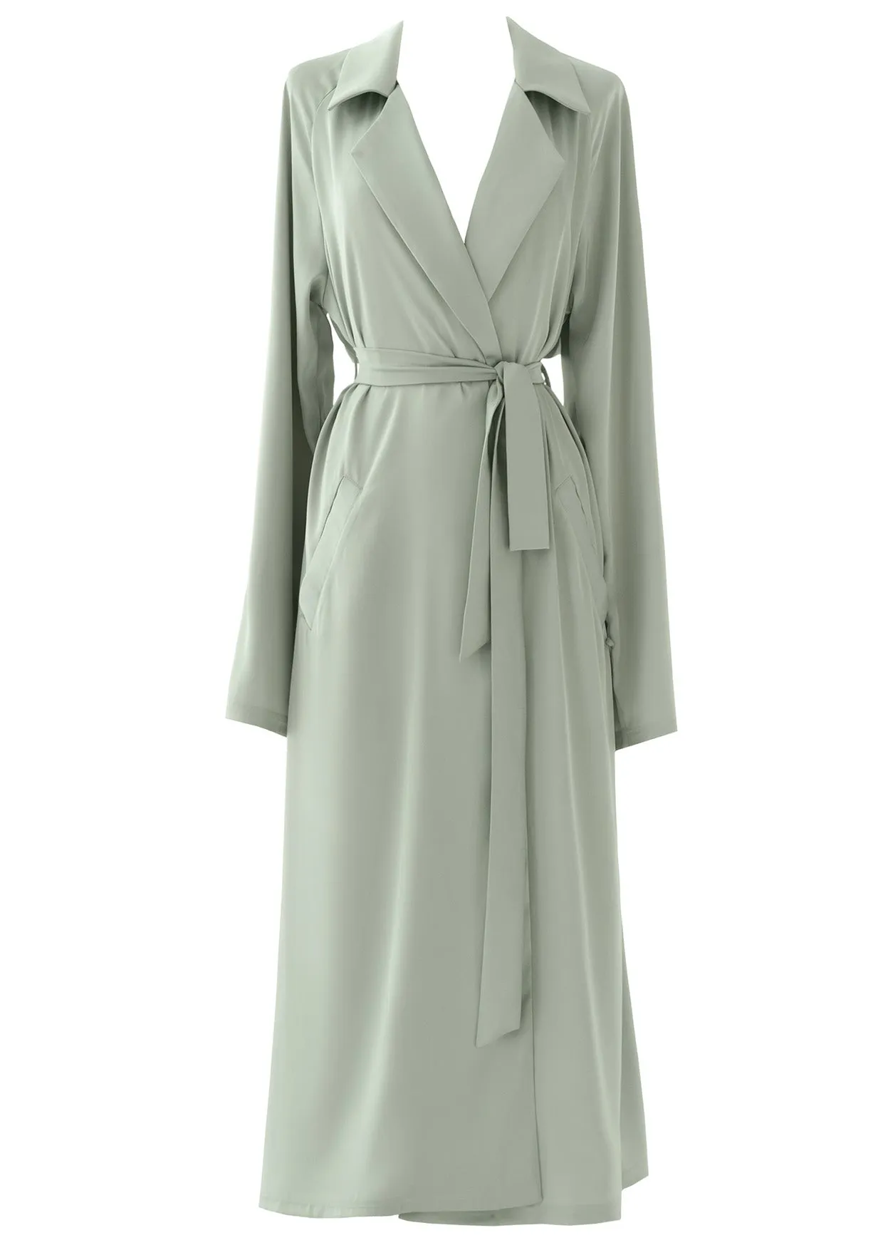 Collared Satin Midi-Length Jacket