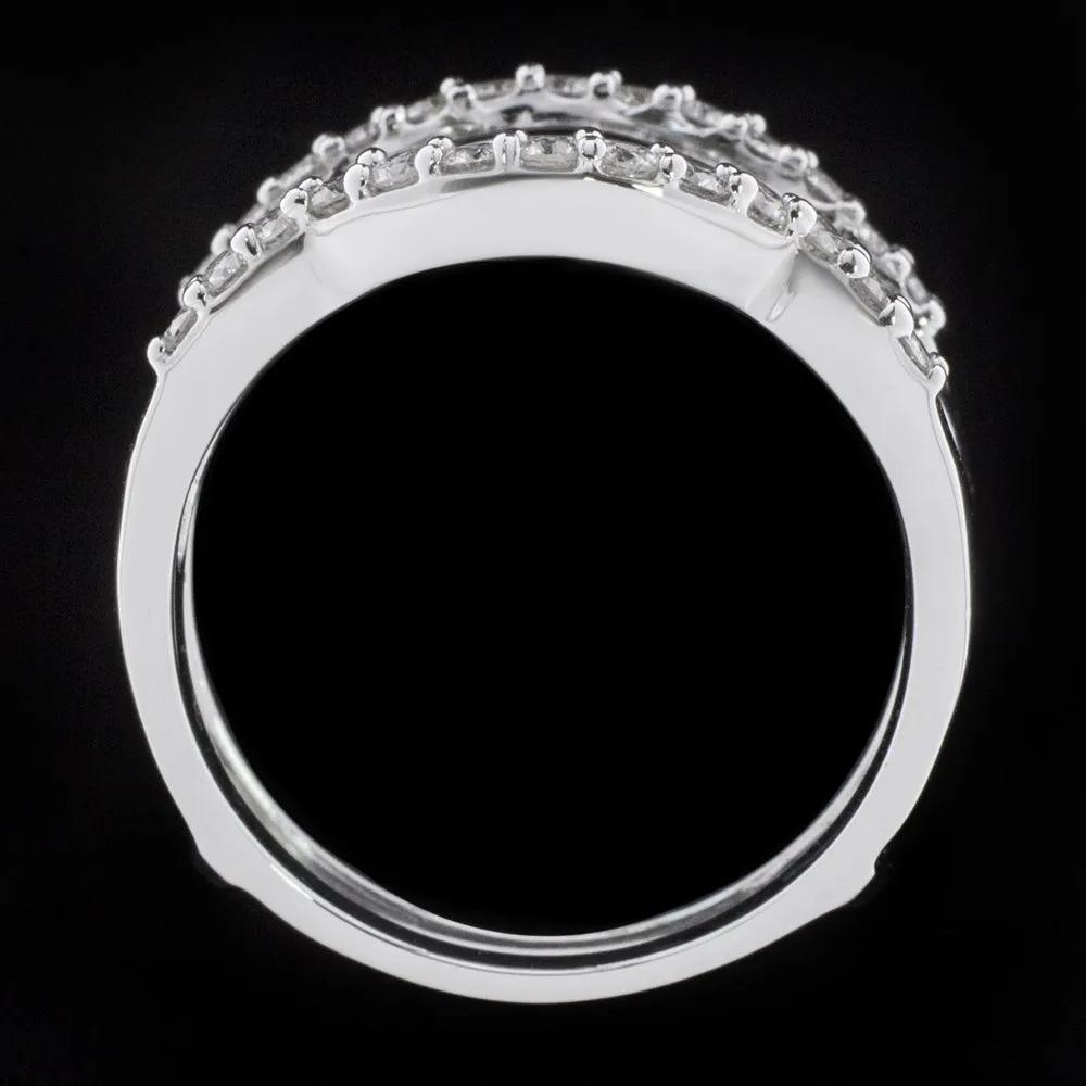 DIAMOND RING JACKET 14k WHITE GOLD ENHANCER 1.5 CARAT BAGUETTE ROUND WEDDING