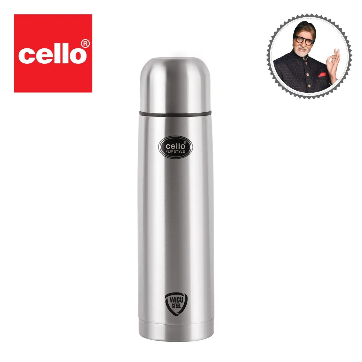 Flipstyle Flask, Vacusteel Water Bottle with Thermal Jacket, 1500ml