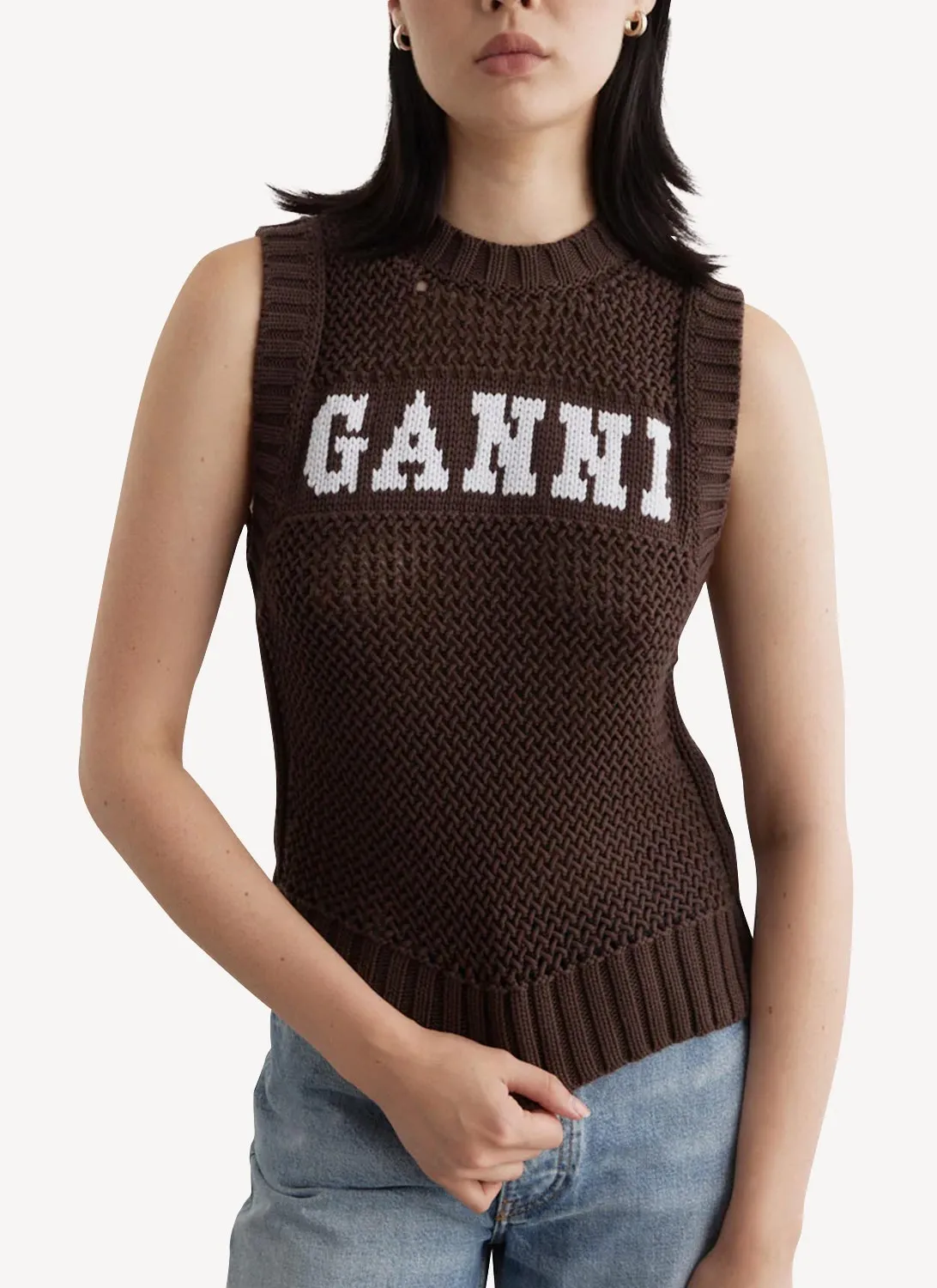 Ganni - Gilet - Dark Brown - Femme