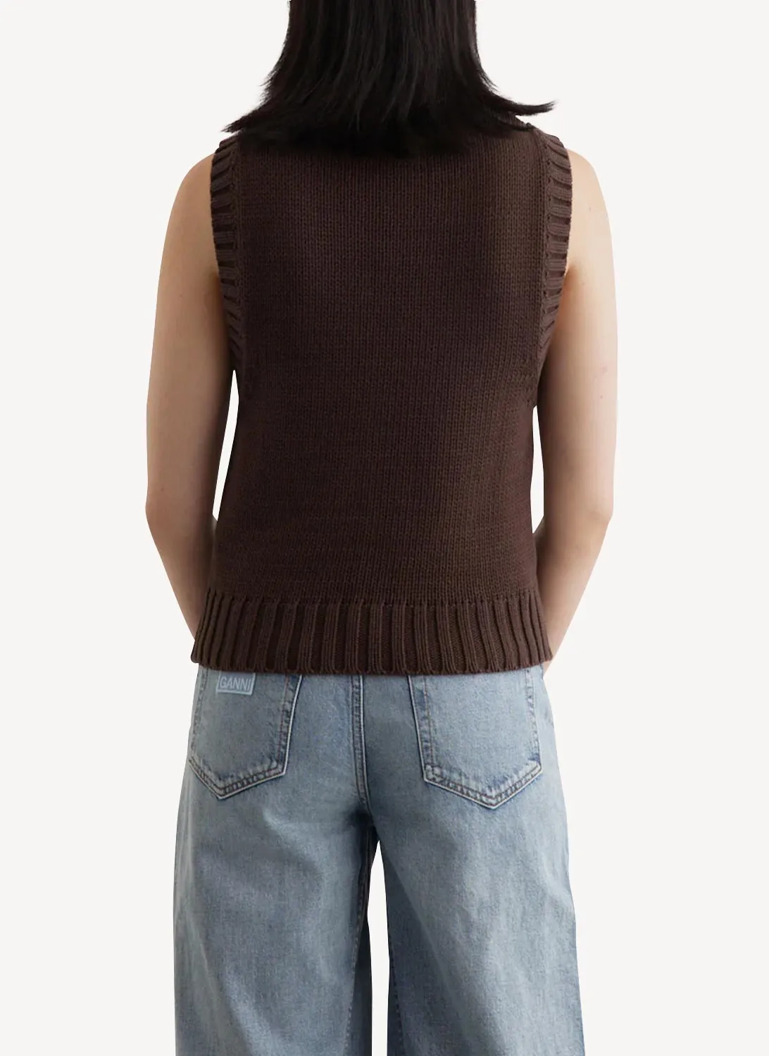 Ganni - Gilet - Dark Brown - Femme