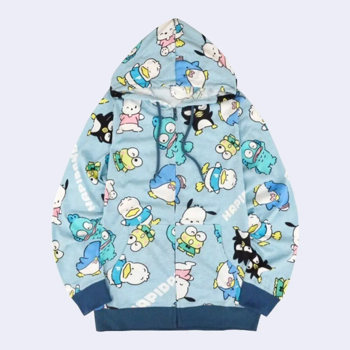 Hapidanbui All-Over-Pattern Zip-up Hoody Jacket (Blue)