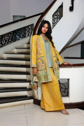 Huma Adnan - Roshni - Chiffon - Yellow - 3 Piece