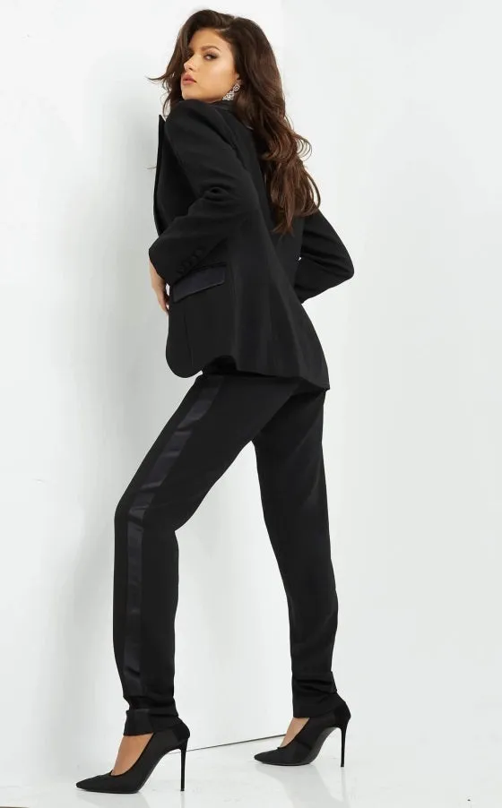 Jovani 07293 Long Jumpsuit Prom Pageant Tuxedo Formal Black Ivory
