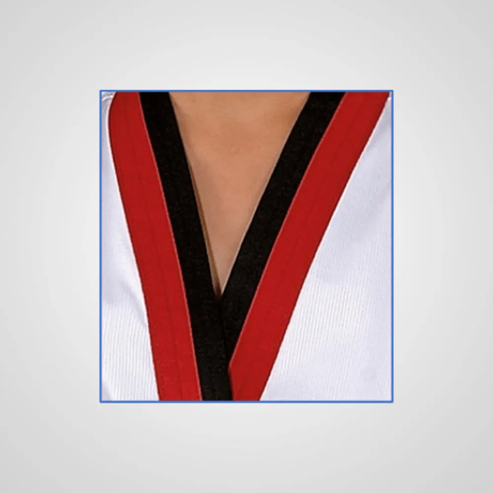 KYORUGI DOBOK STAR FIGHTER (POOM NECK BLACK & RED )