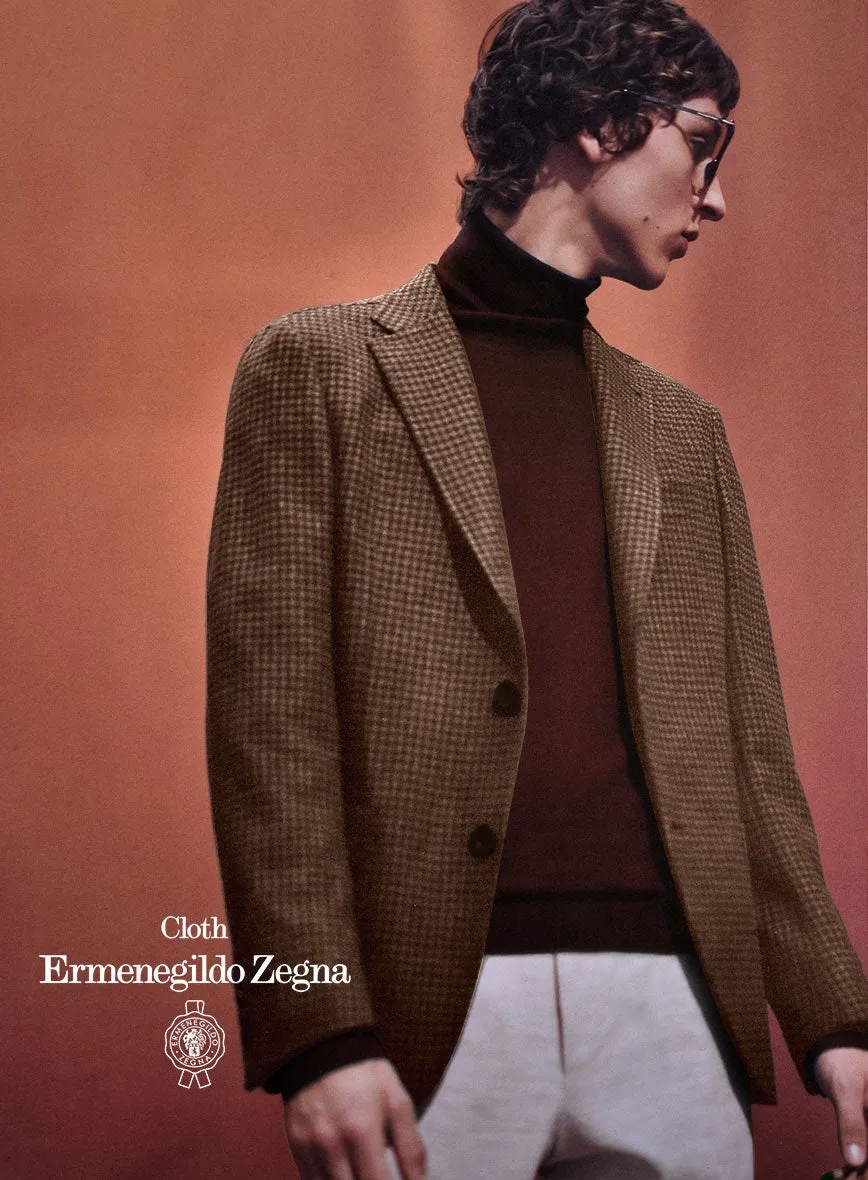 Lanificio Zegna Trofeo Brown Houndstooth Cashmere Jacket