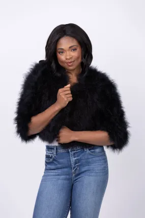 Linda Richards Feather Bolero Jacket in Black
