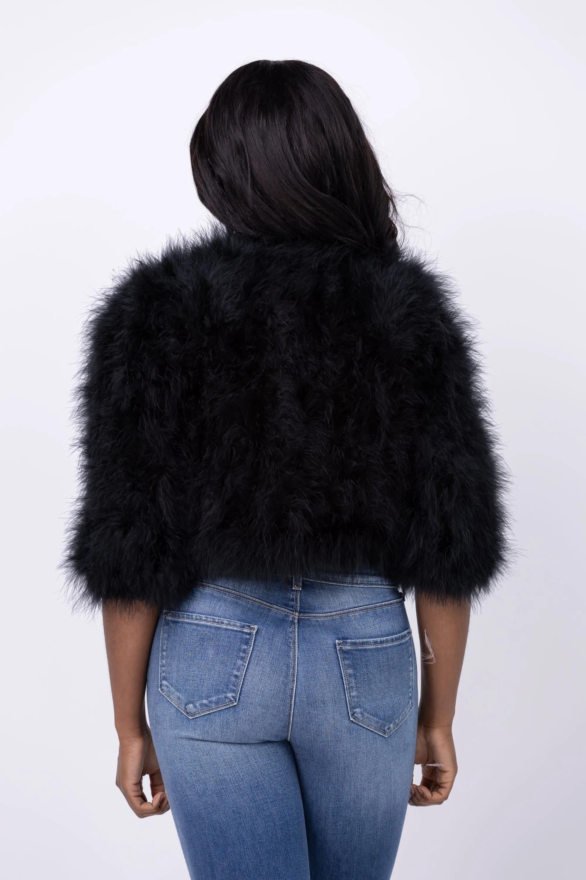 Linda Richards Feather Bolero Jacket in Black