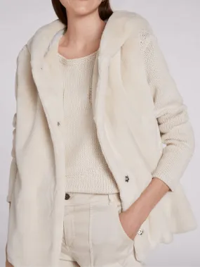 Oui T Cream Faux Fur Gilet 73829 1042