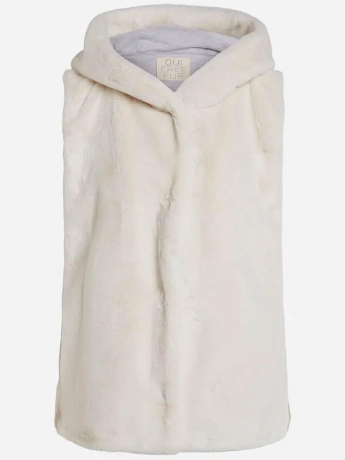 Oui T Cream Faux Fur Gilet 73829 1042