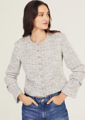 Piera Ruched Sleeve Jacket - Blue-Ivory