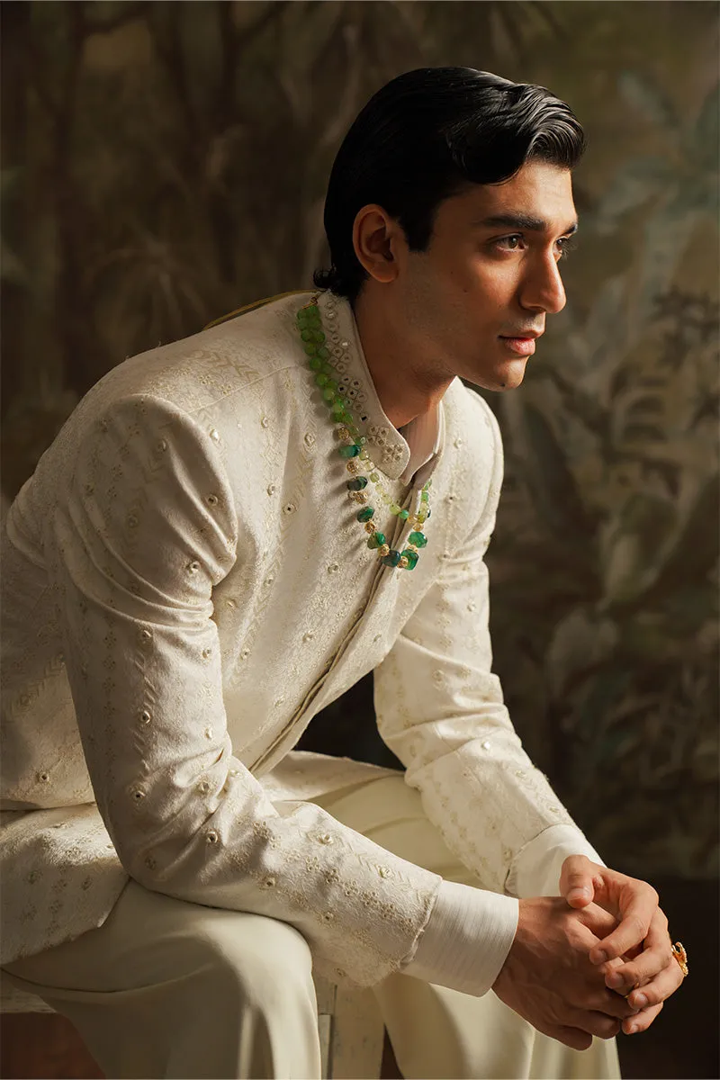 "Fazal" White Embroidered Bandhgala Jacket