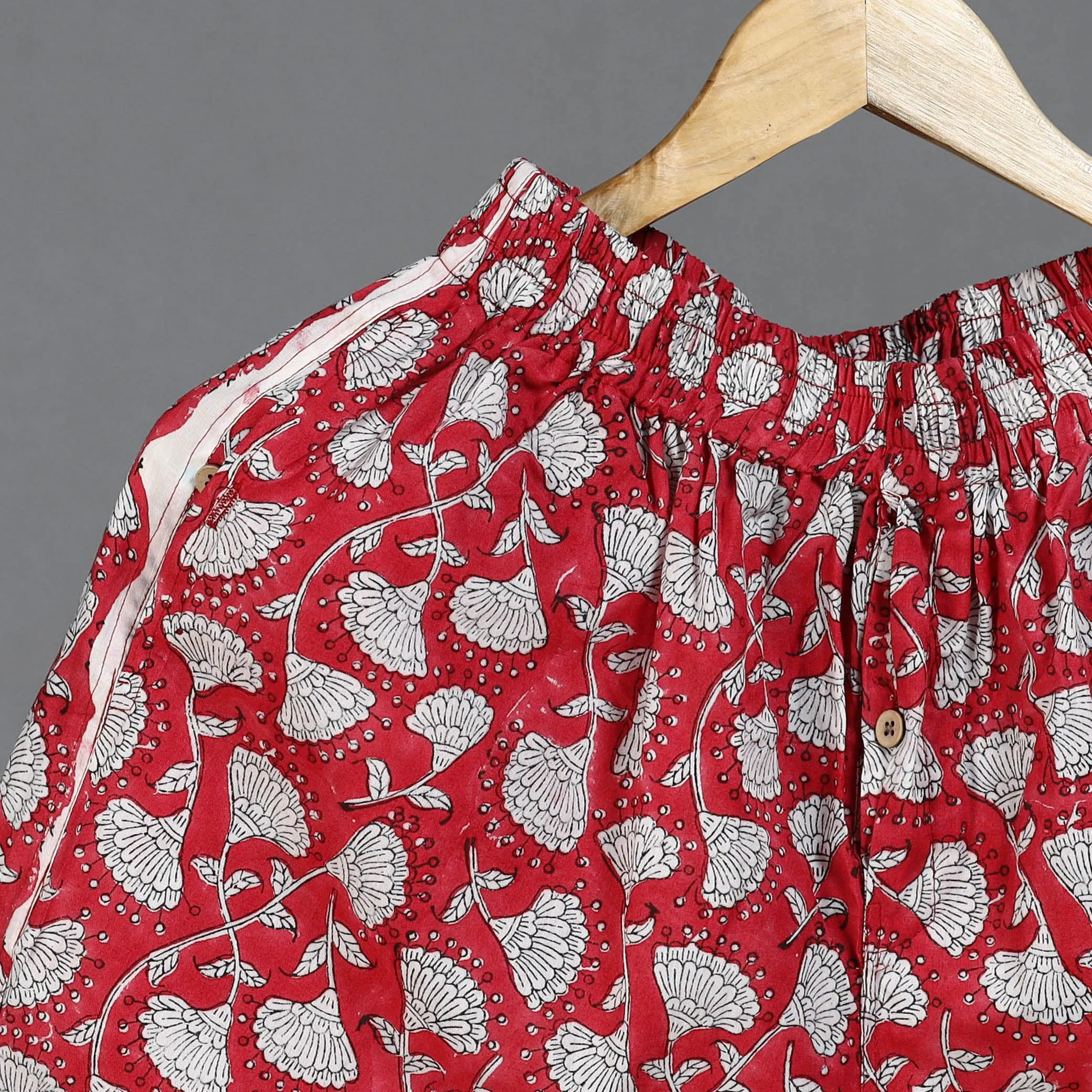 Red - Sanganeri Block Printed Cotton Unisex Boxer/Shorts