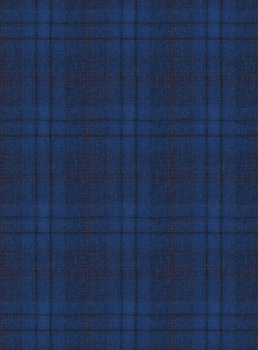 Reda Cobalt Blue Checks Wool Jacket