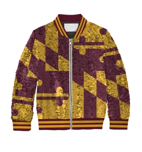 **REQUEST IT** Burgundy & Gold with Striped Trim Maryland Flag / Sequin Jacket