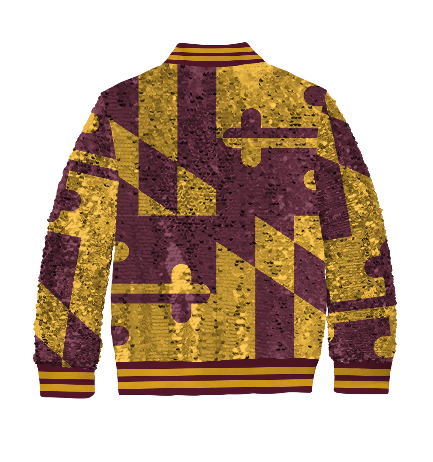 **REQUEST IT** Burgundy & Gold with Striped Trim Maryland Flag / Sequin Jacket