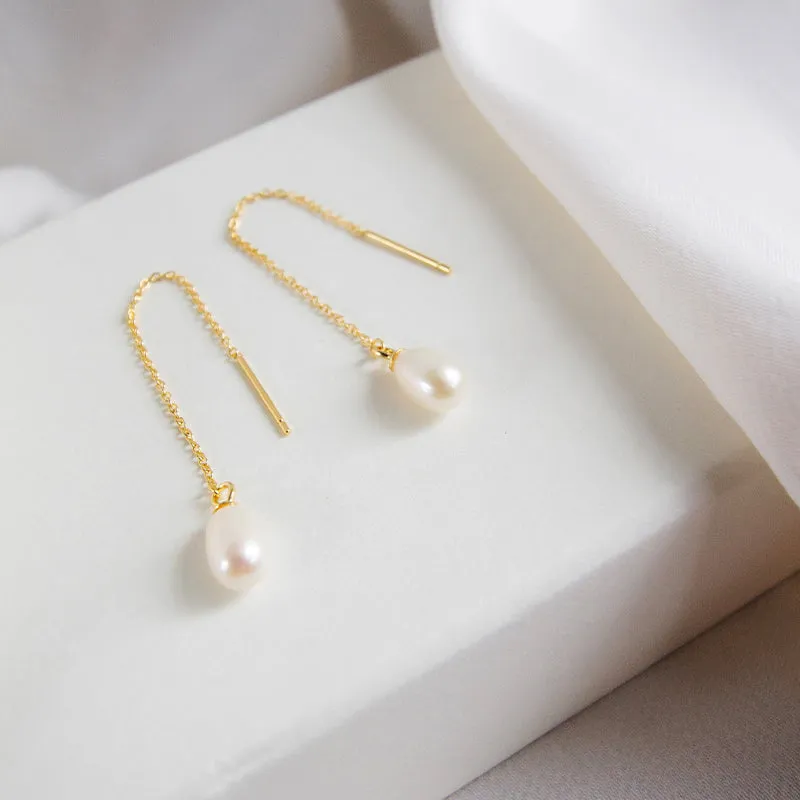 Single Pearl Drop Ear Threaders