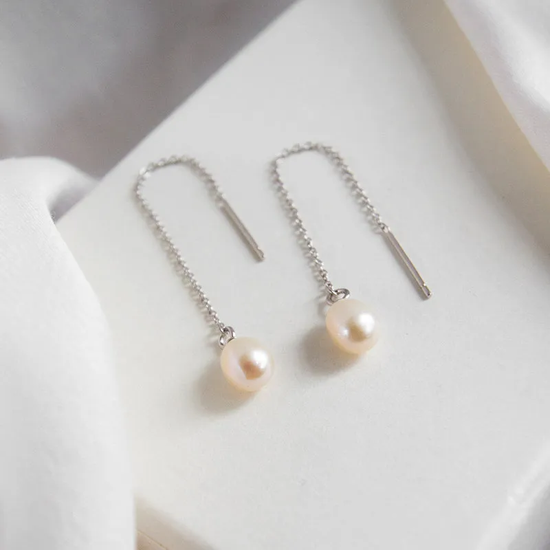 Single Pearl Drop Ear Threaders