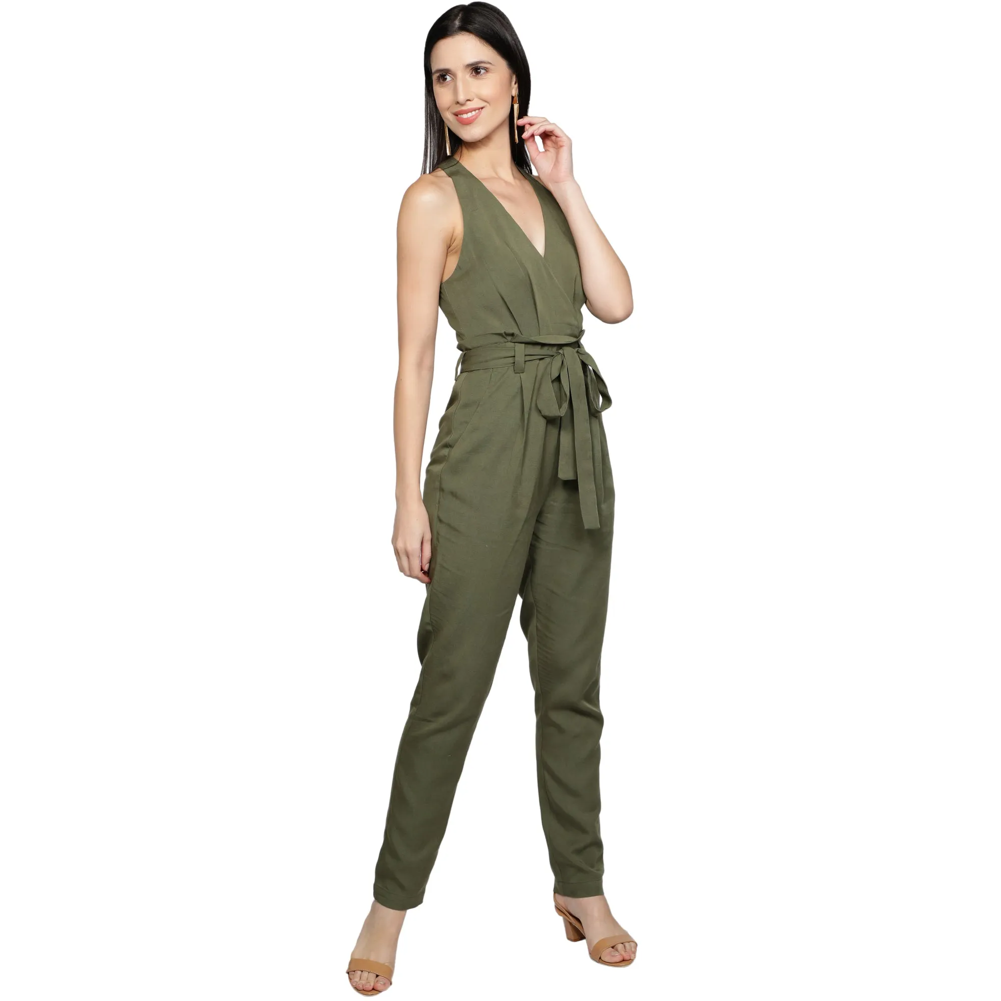 SLAY. Women's Olive Green Tencel Twill Jumpsuit