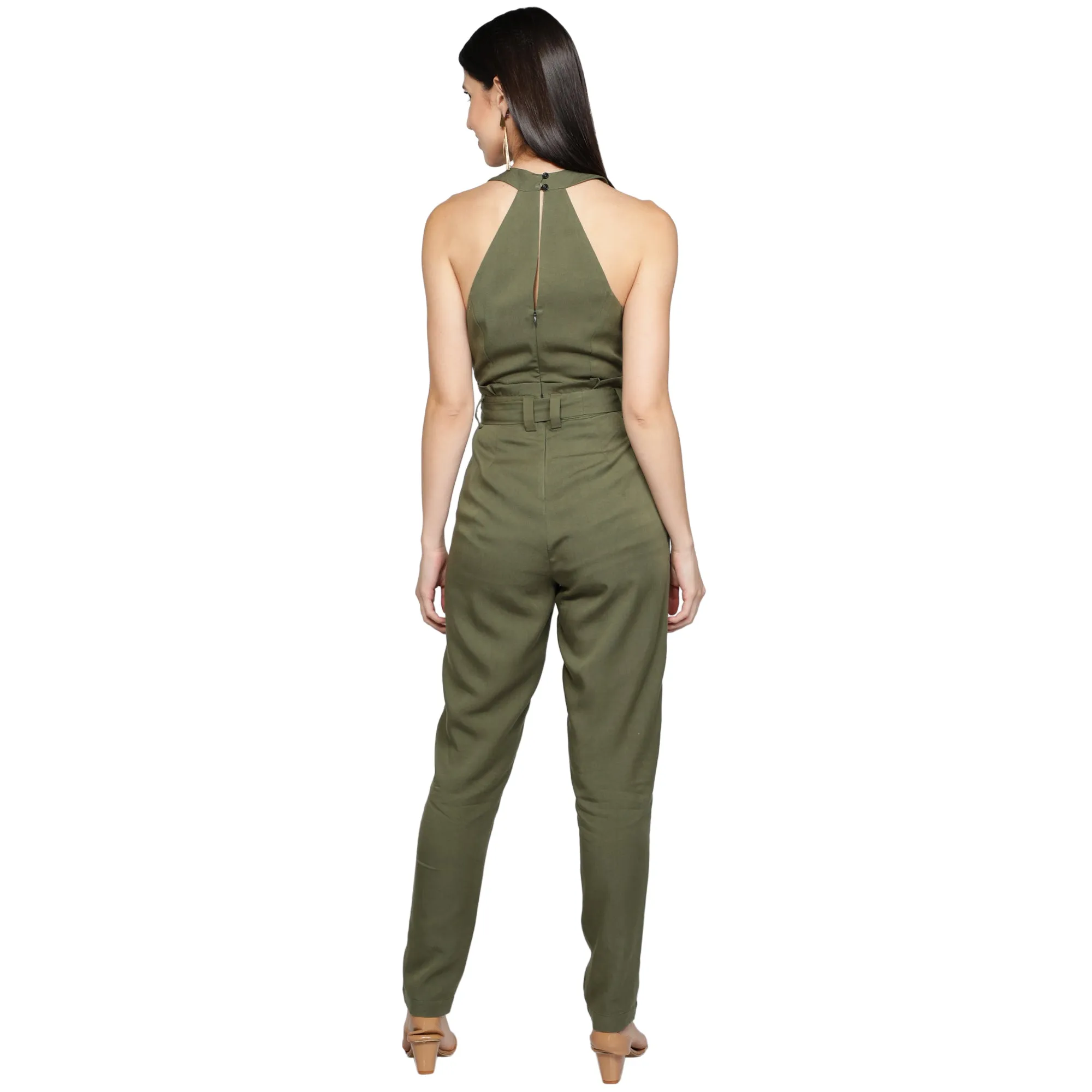 SLAY. Women's Olive Green Tencel Twill Jumpsuit