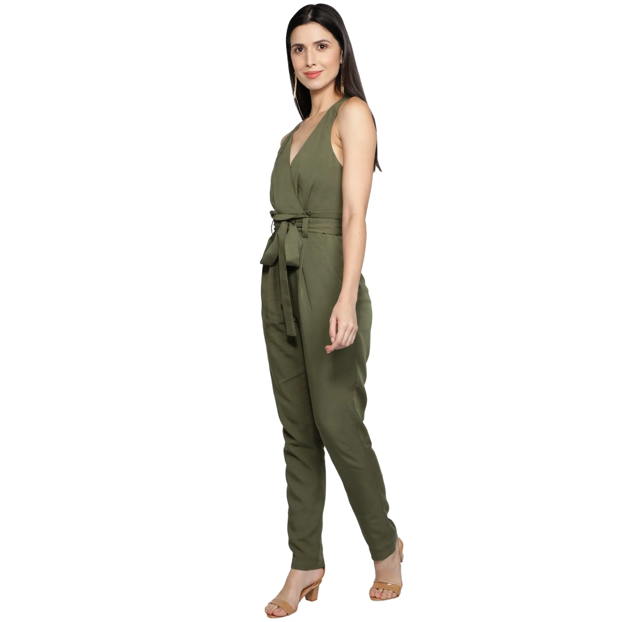 SLAY. Women's Olive Green Tencel Twill Jumpsuit