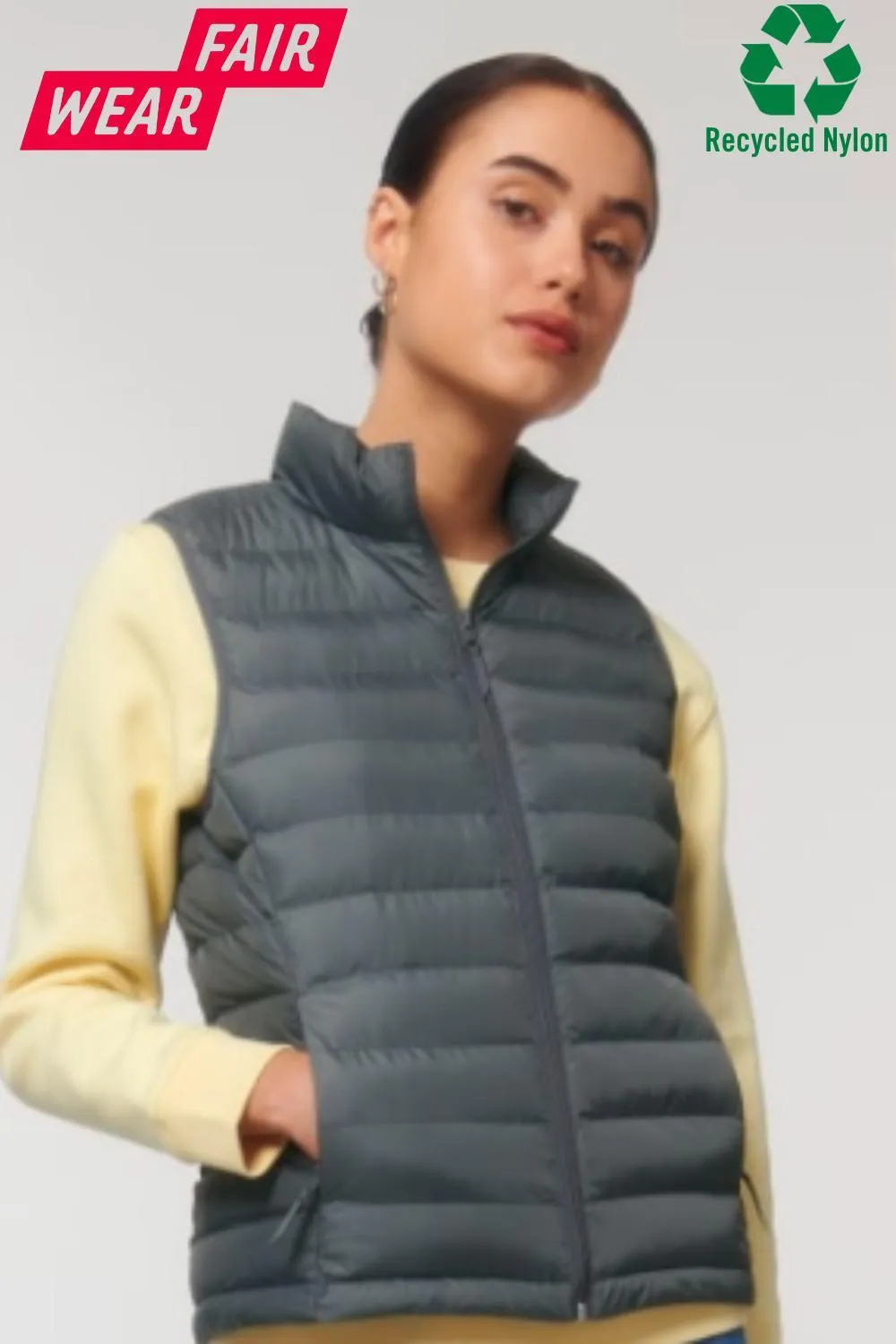 Womens Quilted Bodywarmer Gilet with WHITE Embroidered Logo