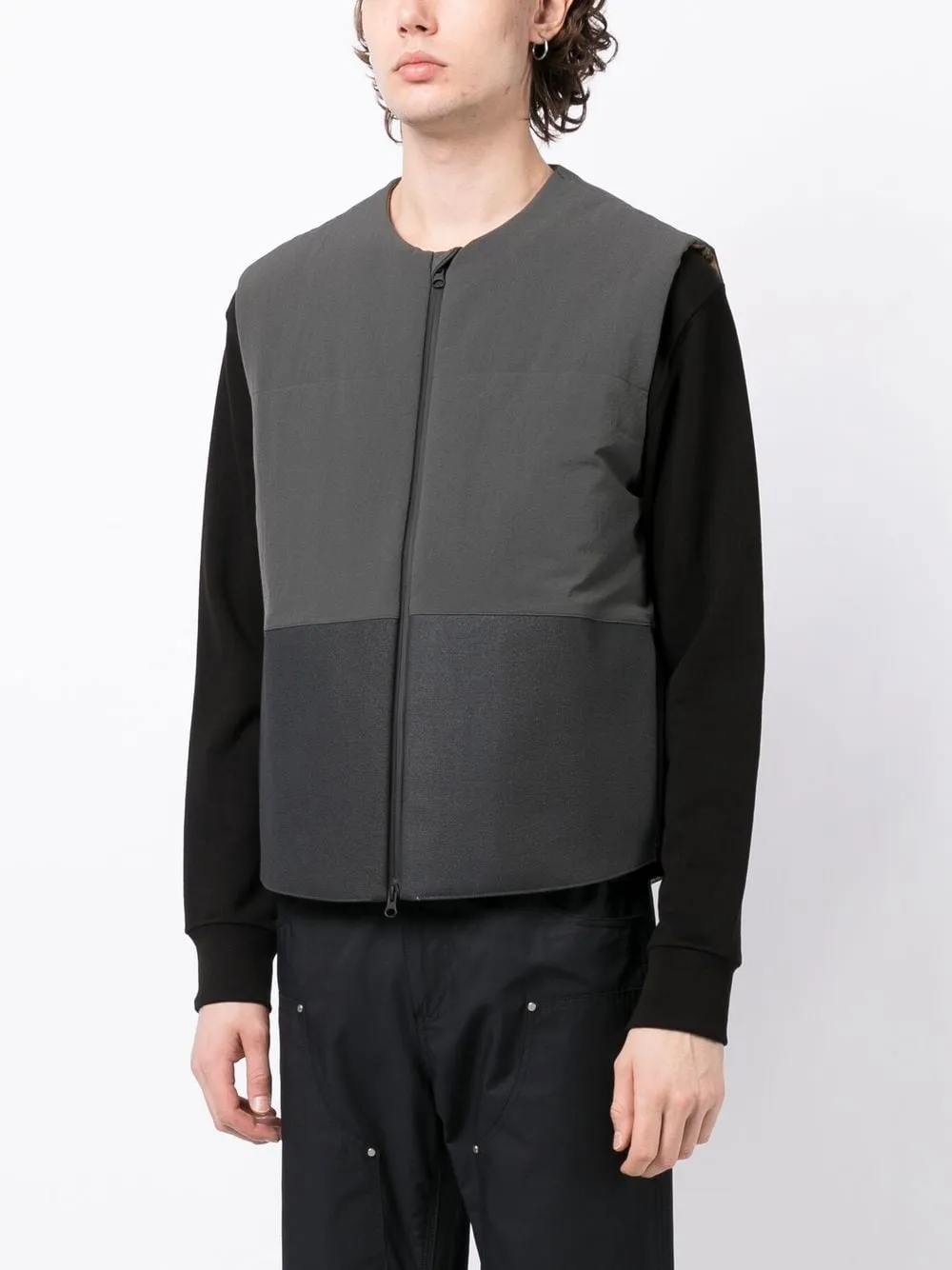 Zip-Up Collarless Gilet