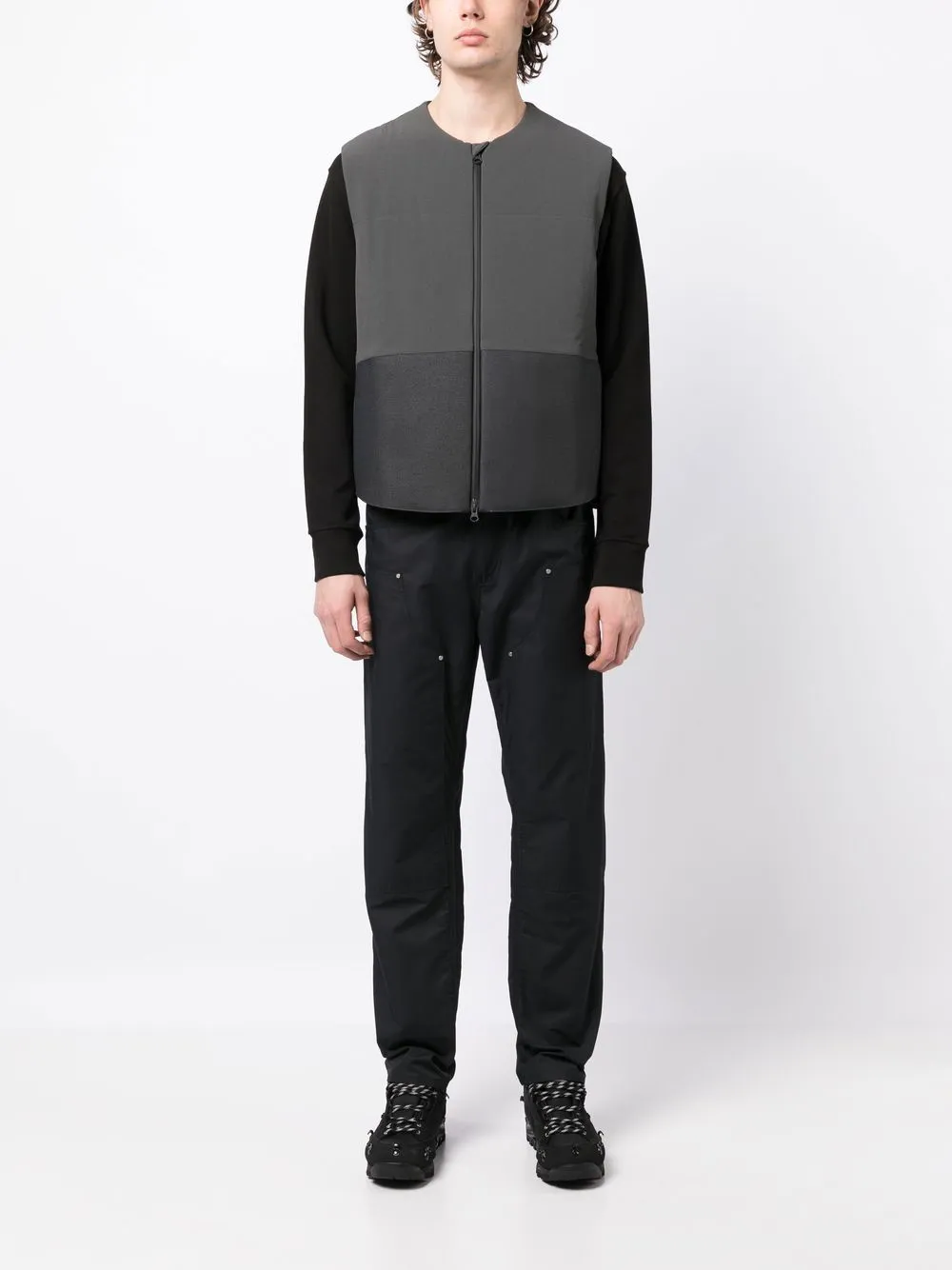 Zip-Up Collarless Gilet
